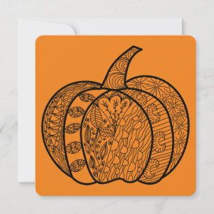 Halloween Doodles boho mandala Kürbis Herbst Feiertagskarte