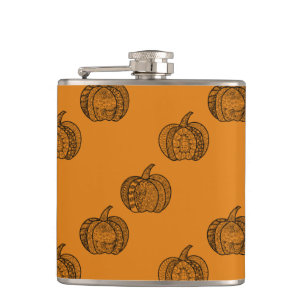 Halloween Doodles boho mandala Kürbis Herbst Flachmann