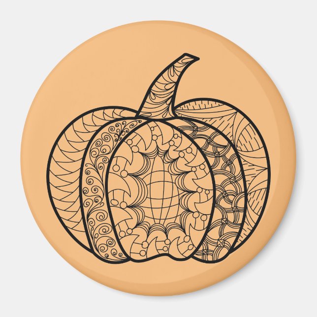 Halloween Doodles boho mandala Kürbis Herbst Magnet (Vorne)