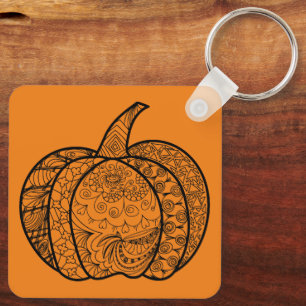 Halloween Doodles boho mandala Kürbis Herbst Schlüsselanhänger