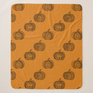 Halloween Doodles boho mandala Kürbis Herbst Sherpadecke