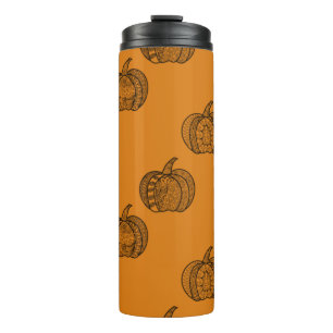 Halloween Doodles boho mandala Kürbis Herbst Thermosbecher