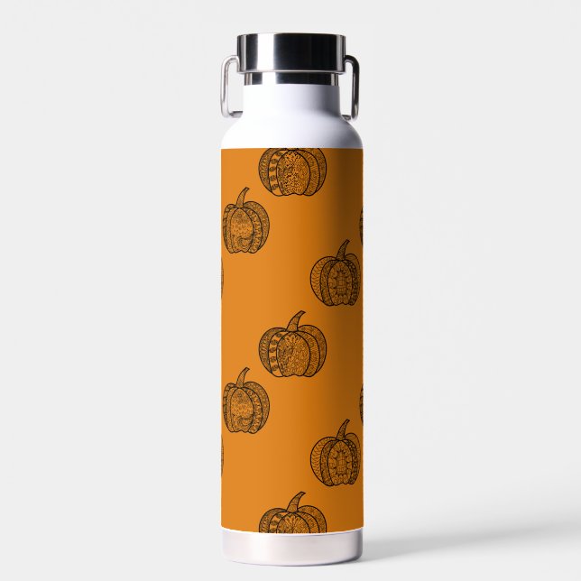 Halloween Doodles boho mandala Kürbis Herbst Trinkflasche (Vorne)