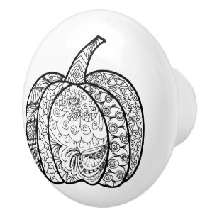 Halloween Doodles boho zentwinkeln Kürbis Herbst Keramikknauf