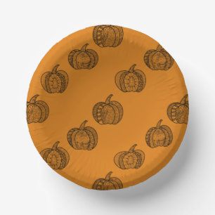 Halloween Doodles boho zentwinkeln Kürbis Herbst Pappteller