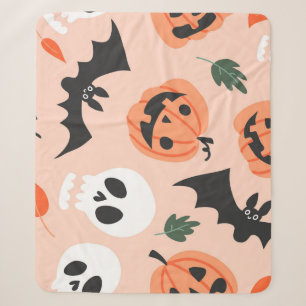 Halloween Doodles, Kürbisse, Fledermausmuster. Sherpadecke