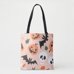 Halloween Doodles, Kürbisse, Fledermausmuster. Tasche