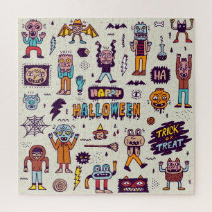 Halloween Doodles, wackeliger Cartoon nahtloses Se