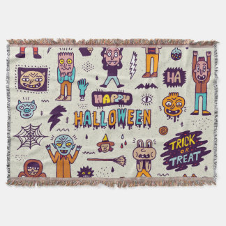 Halloween Doodles, wackeliger Cartoon nahtloses Se Decke