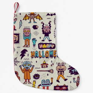 Halloween Doodles, wackeliger Cartoon nahtloses Se Kleiner Weihnachtsstrumpf