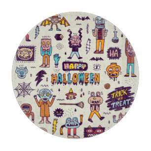 Halloween Doodles, wackeliger Cartoon nahtloses Se Schneidebrett