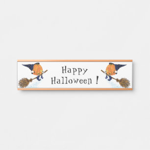Halloween Door Sign Witch Pumpkin Flying Fun Türschild