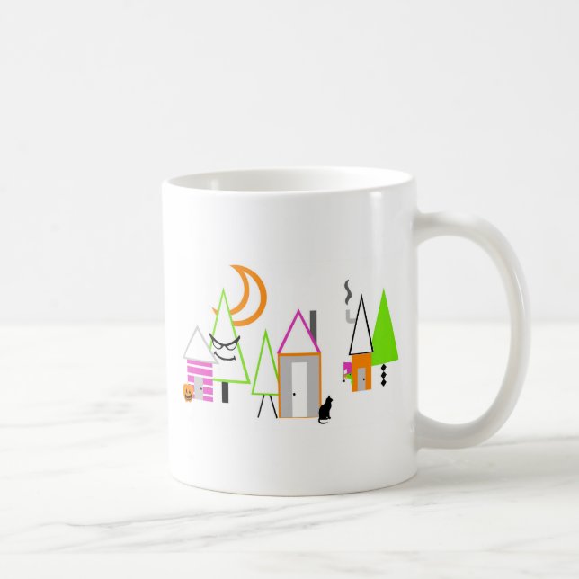 Halloween-Dorf individuell schwarz orange lila Kaffeetasse (Rechts)