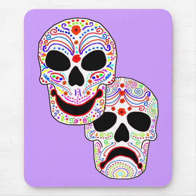 Halloween DOTD Komödie-Tragödie Schädel Mousepad (Vorne)