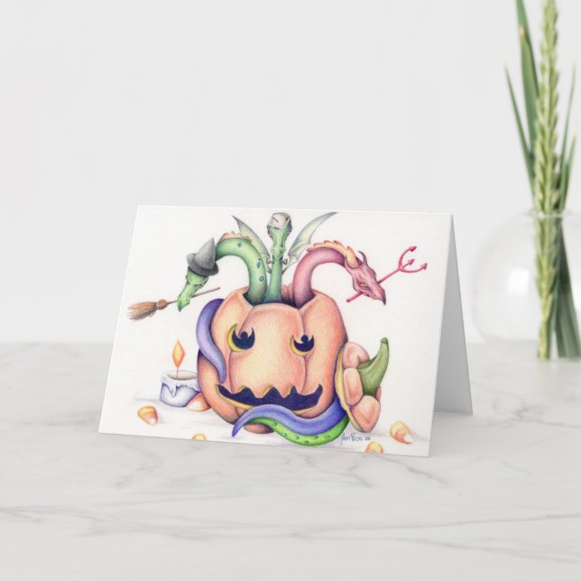 Halloween-Drache-Karte Karte (Vorderseite)