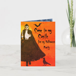 Halloween Dracula Castle Cloak Candlestick Glow Einladung