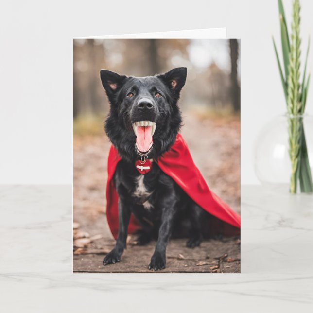 Halloween Dracula Dog Feiertagskarte (Vorderseite)