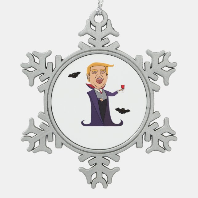 Halloween Dracula Funny Schneeflocken Zinn-Ornament (Vorderseite)