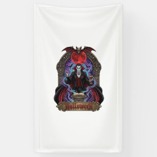 Halloween Dracula Roter Mond Fledermäuse Schädel_1 Banner