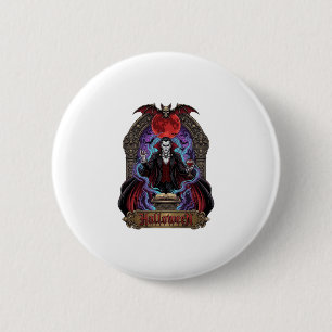 Halloween Dracula Roter Mond Fledermäuse Schädel_1 Button