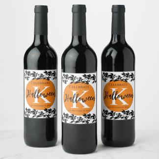 HALLOWEEN DRAGONFLY VINE MONOGRAM WEINETIKETTEN WEINETIKETT