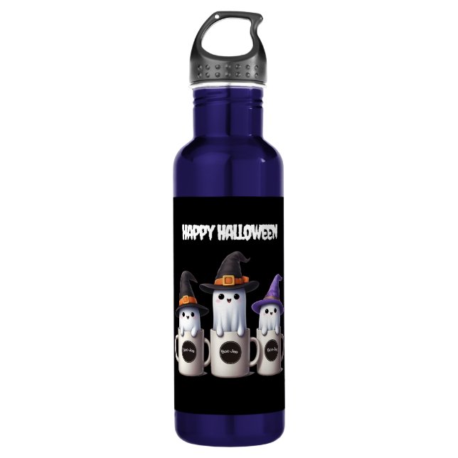 Halloween - Drei niedliche Boojee-Geister Edelstahlflasche (Vorderseite)