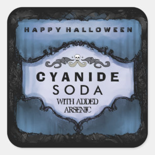 Halloween Drink Label - Eerie Blue Large Square Quadratischer Aufkleber