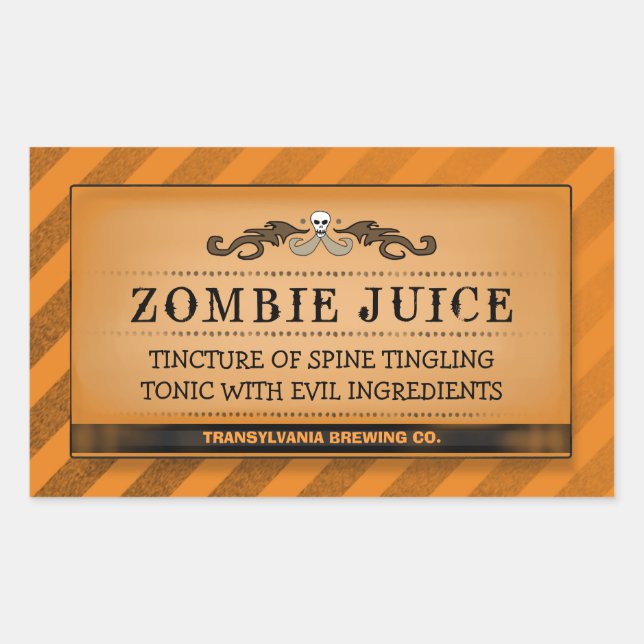 Halloween Drink oder Leckerei Label Orange Streife Rechteckiger Aufkleber (Vorderseite)