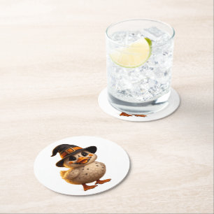 Halloween-Duck-Untersetzer - Funny & Niedliches Ge Runder Pappuntersetzer