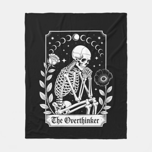 Halloween Dunkler Gotischer Skelett Überdenker Fleecedecke (Vorderseite)