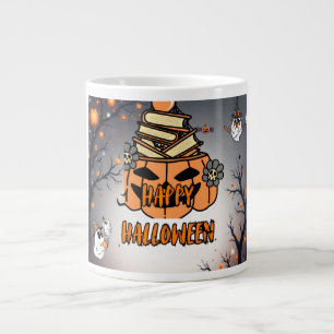 Halloween – dunkler Kürbis und Zauberer Jumbo-Tasse