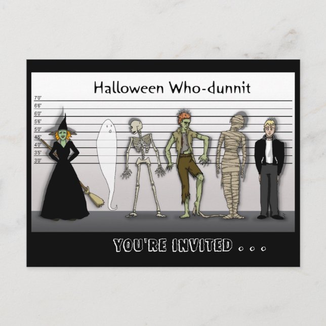 Halloween-Dunnit-Einladung Einladungspostkarte (Vorderseite)