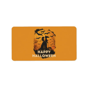 Halloween-Duo im Mondlicht Adressaufkleber