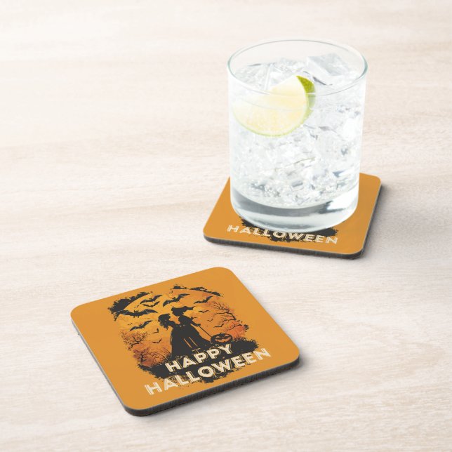 Halloween-Duo im Mondlicht Getränkeuntersetzer (Rechte Seite)