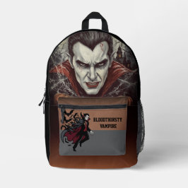 Halloween, durstiger Vampir , Kürbisfeld Bedruckt Bedruckter Rucksack