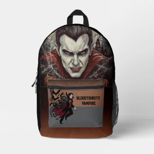 Halloween, durstiger Vampir , Kürbisfeld Bedruckt Bedruckter Rucksack