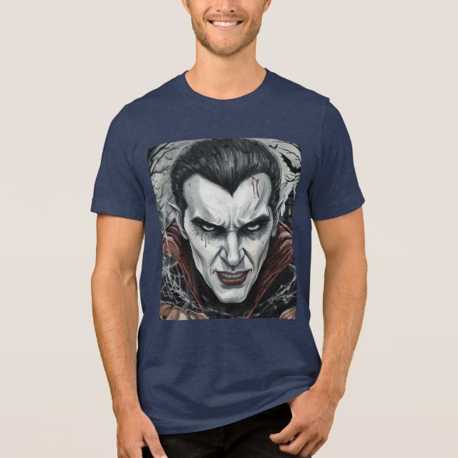 Halloween, Durstiger Vampir, Kürbisfeld  Tri-Blend Shirt (Vorderseite)