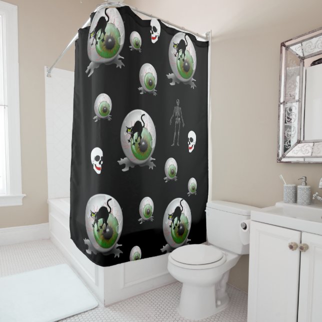Halloween Duschvorhang Schwarze Katze (Beispiel)