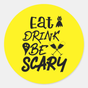 Halloween Eat Drink Be Scary Runder Aufkleber