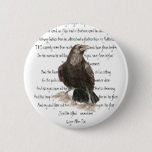 Halloween, Edgar Allen Poe, Raven, Nevermore Button