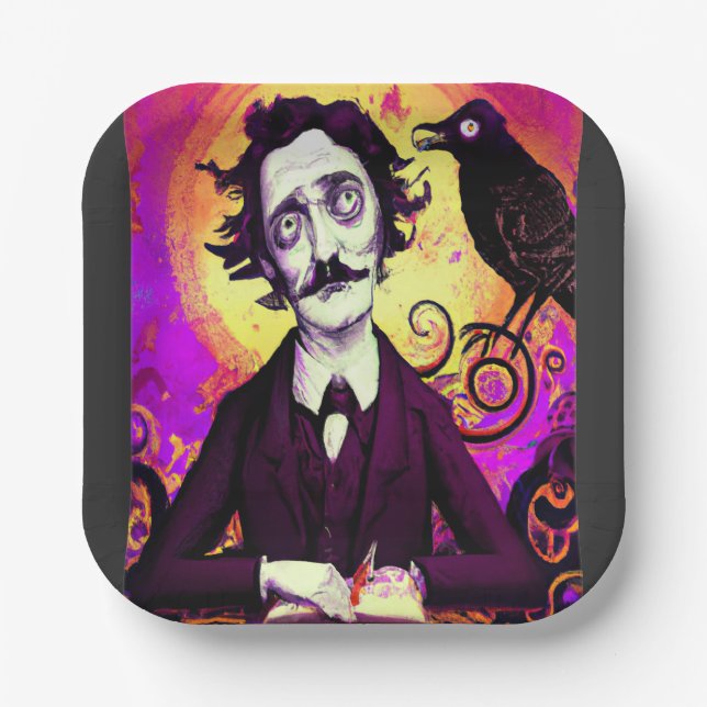 Halloween, Edgar Allen Poe, Raven, Nevermore Pappteller (Vorderseite)