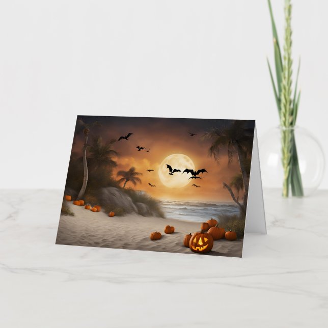 Halloween Éffrayant à The Beach - Carte de voeux (Recto)