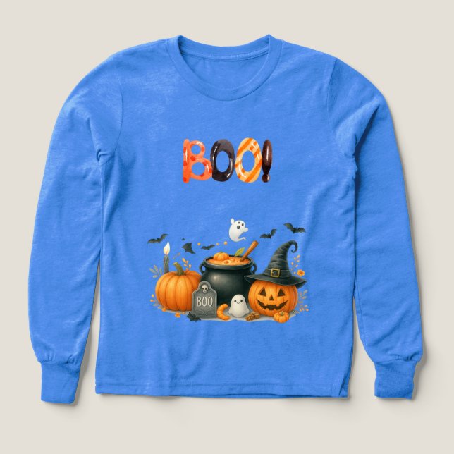 Halloween éffrayant BOO Kids Tee with Ghosts (Motif recto)