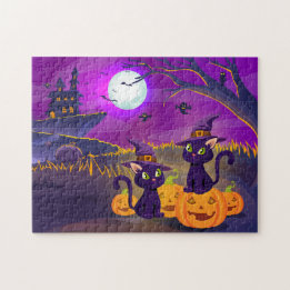 Halloween Éffrayant Kitties Jigsaw Puzzle
