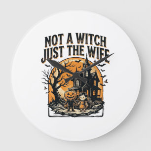 Halloween Ehefrau Shirt Vintage Spukhaus Design Große Wanduhr