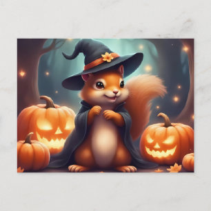 Halloween Eichhörnchen und Jack O'Lantern  Feiertagspostkarte