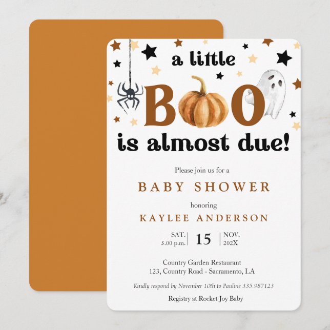Halloween ein kleines Baby Duschbad Einladung (Vorne/Hinten)