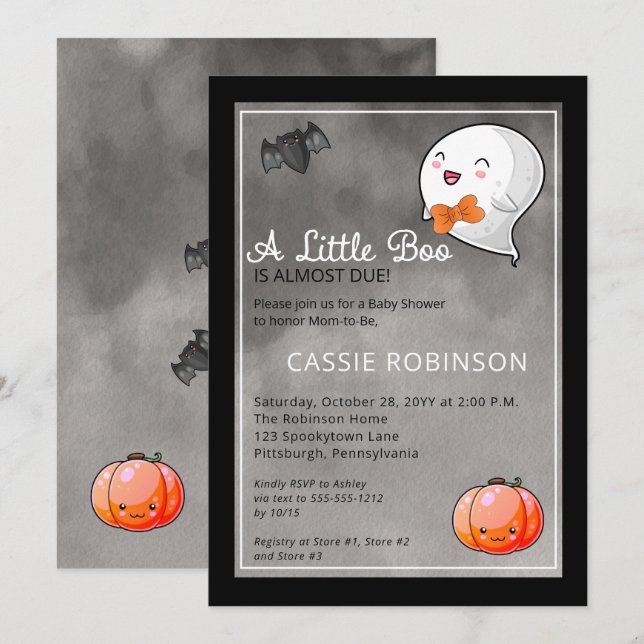Halloween eine kleine Boo Ghost Boy Baby Dusche Einladung (Vorne/Hinten)