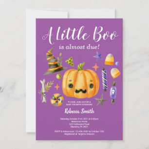 Halloween Eine kleine Boo Pumpkin Baby Dusche Lila Einladung
