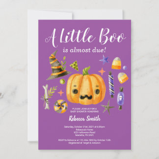 Halloween Eine kleine Boo Pumpkin Baby Dusche Lila Einladung